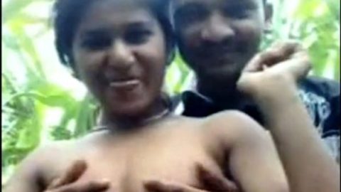 Outdoor video of village girl getting nude