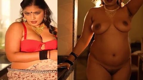Anjali Gaud saree stripping to nude in kitchen