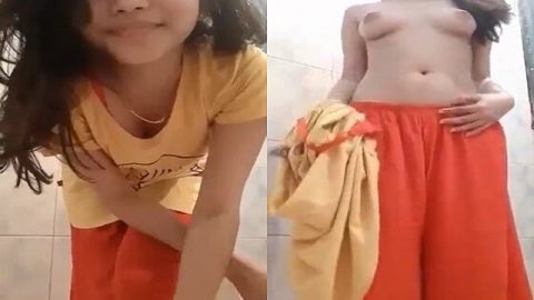 Bengali 19yo college teen topless in bathroom