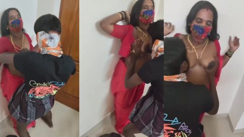 Bengali servant sucking horny housewife's big boobs