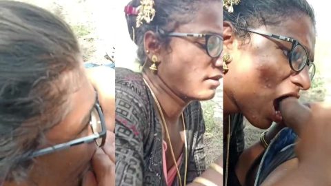 Bengali village aunty sucking young guy's cock outdoor mms