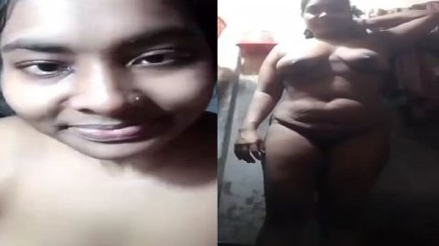 Bengali wife in bathroom shows nude body before bathing
