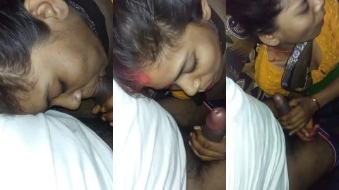 Bhojpuri bhabhi cheating and secretly sucking devar's cock in midnight