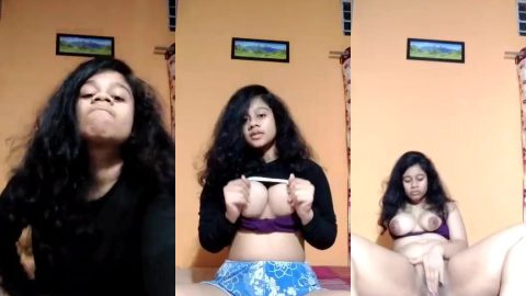Busty Rajasthani girl playing with boobs and fingering till orgasm