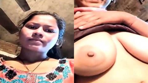 Cute Desi village girl shows her big boobs