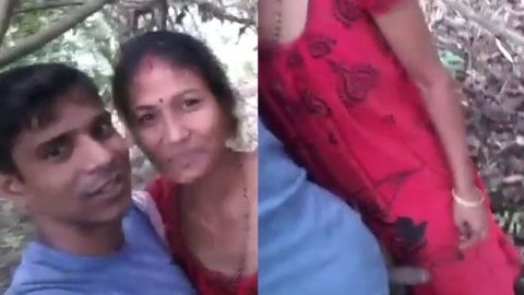 Desi Bhabhi giving handjob to Devar outdoors