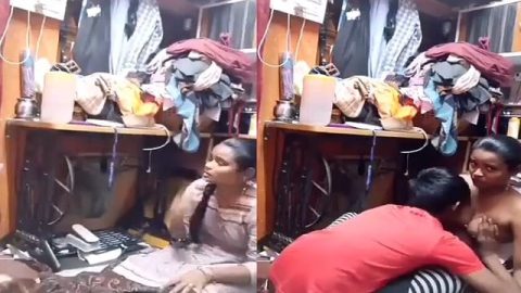 Desi boobs press and sucking in tailor shop