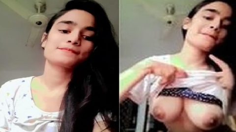 Desi cute topless girl boobs show for boyfriend