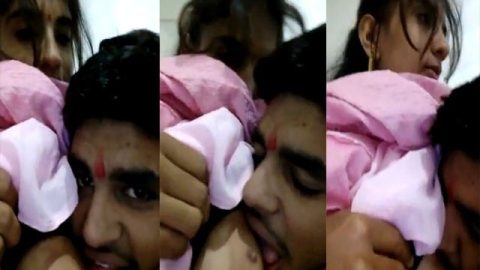 Desi lovers boobs sucking act on cam