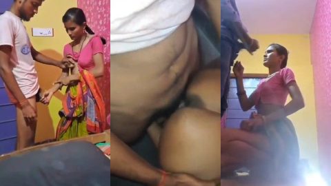 Desi village aunty rough fucked in threesome by husband and son