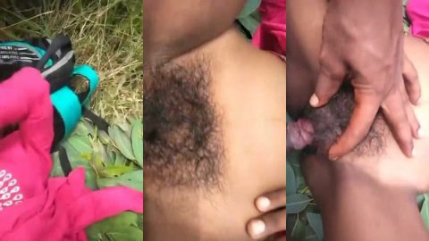 Desi village college girl's pussy drilled by lover in jungle