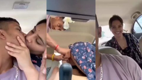 Doggystyle sex with girlfriend in car
