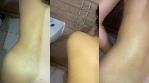 Dominant brother BDSM sex with slave sister in bathroom