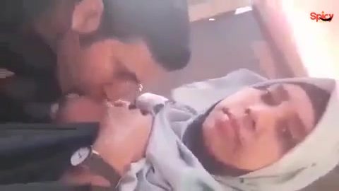 Egyptian hijab lady milky boobs sucked by stranger guy in public place