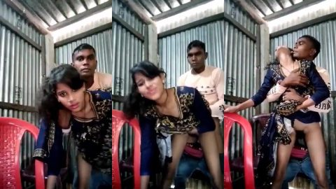 Food seller man fucking slutty alone girl in doggy style in shed