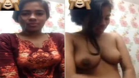 GF striptease video call viral boobs show