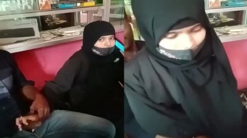 Hijabi girl riding dick in photo studio sex MMS