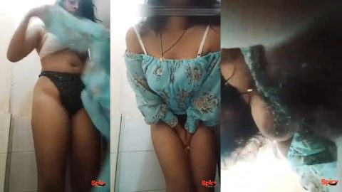 Horny office girl recording her nude big boobs and hairy pussy in office bathroom