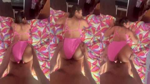 Hot pink bikini rich girl hardcore sex on Goa vacation