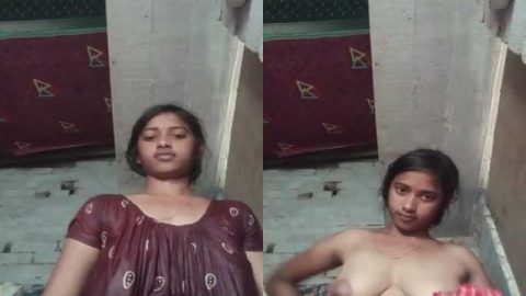 Indian cute girl boobs show during dress change