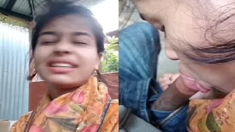 Indian cute girlfriend blowjob raw outdoor sex