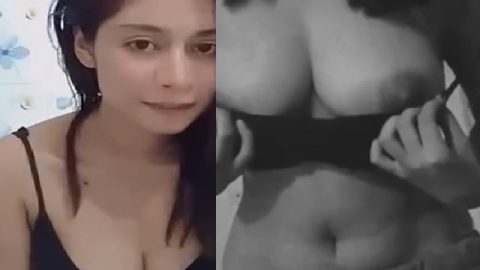 Indian deep cleavage girl seducing lover with boob show