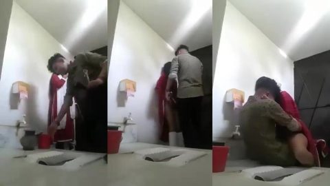 Indian desperate couple stunning sex in general bathroom