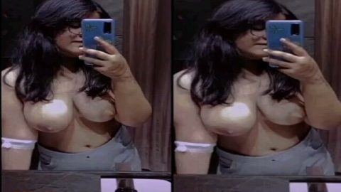 Indian girl plump boobs show mirror video