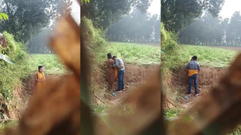 Indian married girl's hidden mms while romancing with bf in farm