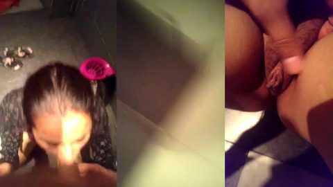 Indian naughty couple sexy blowjob and pussy show in bathroom