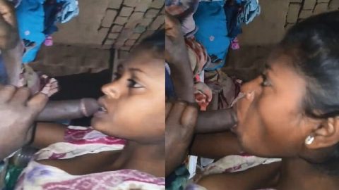 Indian village girl blowjob with boob slip