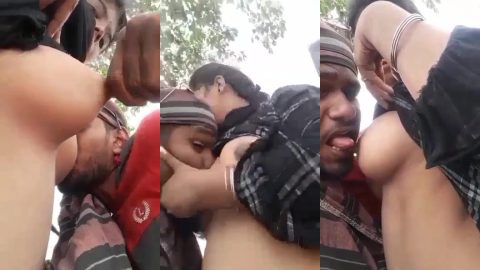 Innocent village girl getting sucked her milky boobs from new bf