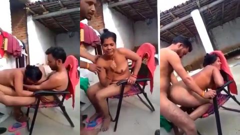 Lusty village bhabhi deep BJ and hard anal sex in open