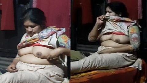 MILF showing naked boobs to lover in FSI sex