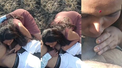 Marathi slut bhabhi giving outdoor oral sex to local guy