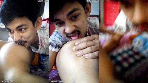 Naughty desi boy arousing and sucking milky boobs of girlfriend
