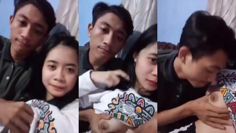 Northeast young boy playing with cute gf's boobs and sucking nipples
