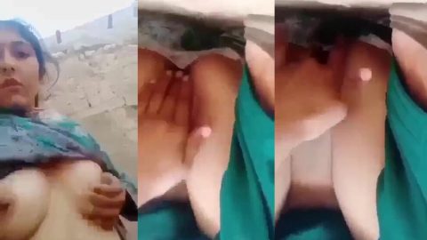 Pakistani bhabhi fucking pussy with fingers and moaning in public area