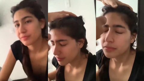 Petite Mumbai girlfriend gets facial cumshot after handjob