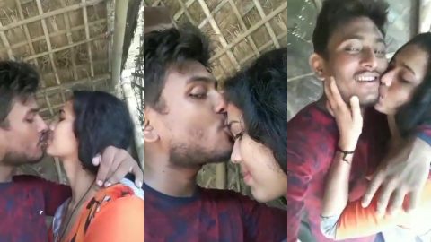 Romantic Indian couple passionate kissing in public TikTok video
