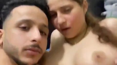 Sexy Punjabi bhabhi giving blowjob and gets tits sucked by hubby on live