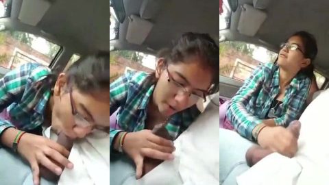 Sexy college girl sucking and masturbating her cab driver bf's cock