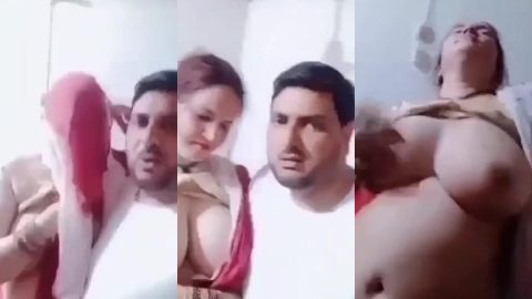 Shy desi wife's big juicy boobs exposed by naughty husband