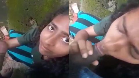 Sinhala girl outdoor blowjob and ass show