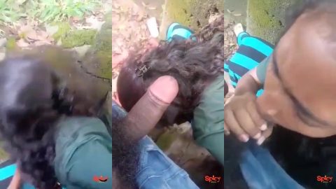 South Indian college girl sucking bf's friend's cock outdoor