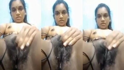 Tamil girl showing her hairy pussy on VC