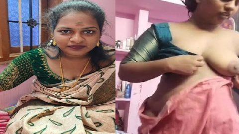 Tamil wife wearing blouse with boob showing viral MMS