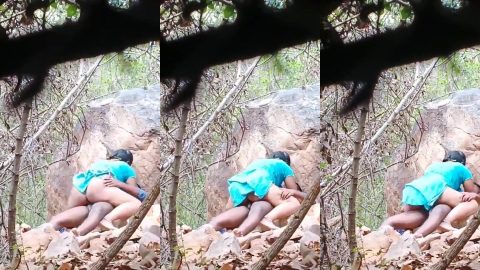 Telugu college couple caught by local man while fucking secretly in jungle