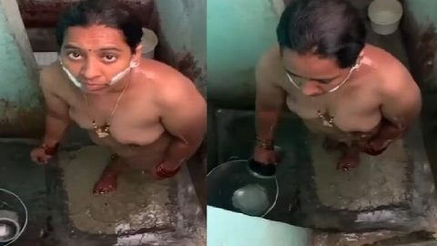 Telugu mom naked in bathroom caught by son viral MMS