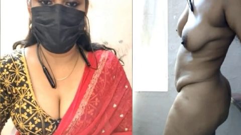 Telugu wife stripping saree and nude show with face